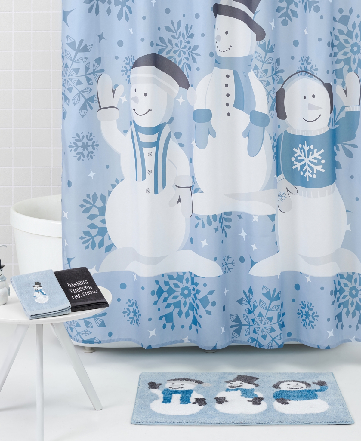 Singing Snowman Christmas Bathroom Accessory 17 Piece Set - Red