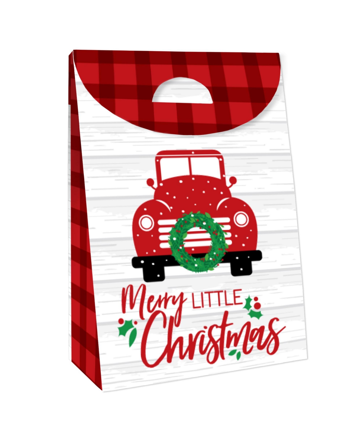 Big Dot of Happiness Merry Little Christmas Tree Red Truck Gift Favor Bags - Party Goodie Boxes 12 Ct