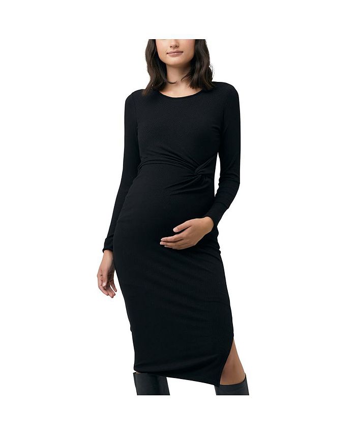 Ripe Maternity Maternity Tilly Rib Long Sleeve Dress Black - Macy's