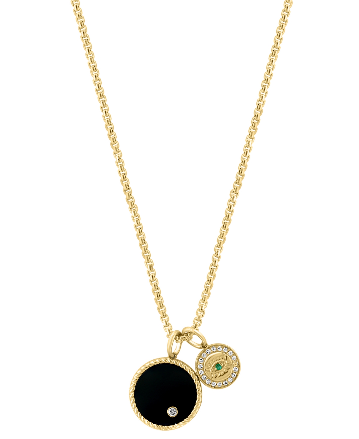 Effy Men's Onyx, Emerald Accent, & Diamond (1/6 ct. t.w.) Two Charm 22