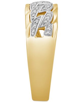 Men's Diamond Chain Link Style Band (1/5 ct. t.w.) in Sterling Silver & 14k Gold-Plate