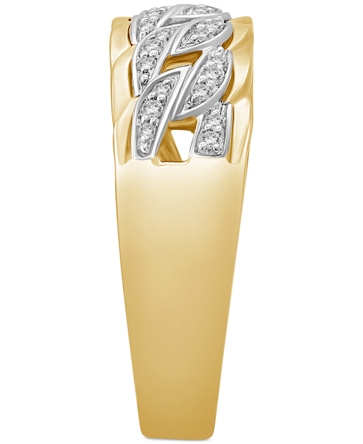 Men's Diamond Chain Link Style Band (1/5 ct. t.w.) in Sterling Silver & 14kPlate - Gold