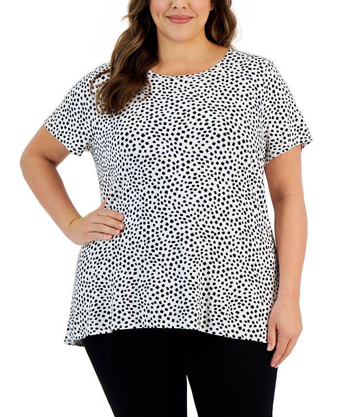 Alfani Plus Size Printed Crewneck T-Shirt, Created for Macy's - Macy's