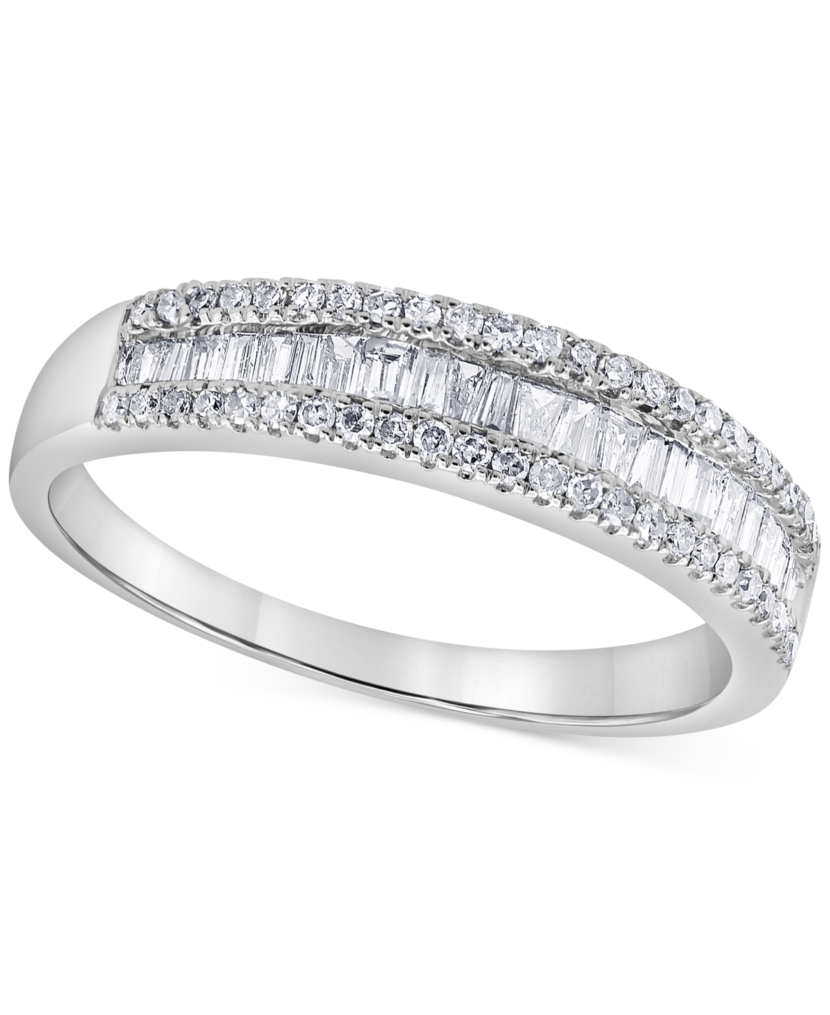 Macy's Diamond Baguette & Round Band (1/2 Ct. T.w.) In 14k White Gold