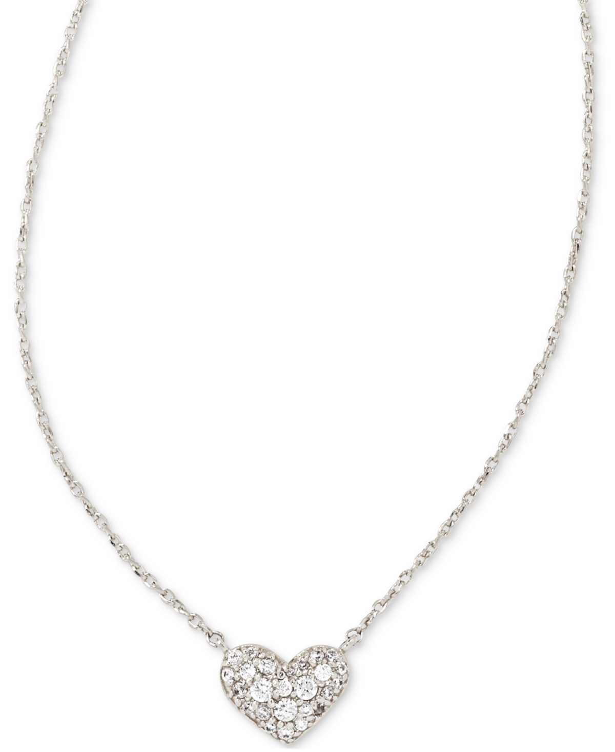 Kendra Scott Gold-tone Pave Heart 19" Adjustable Pendant Necklace In White Crystal