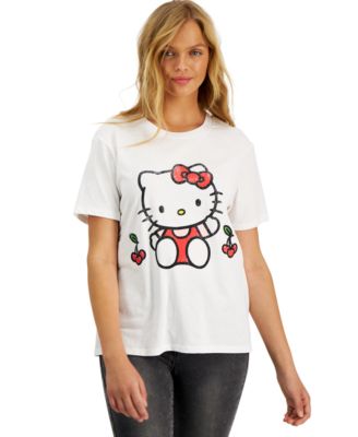Love Tribe - Juniors' Crew-Neck Cherries-Hello-Kitty-Graphic T-Shirt