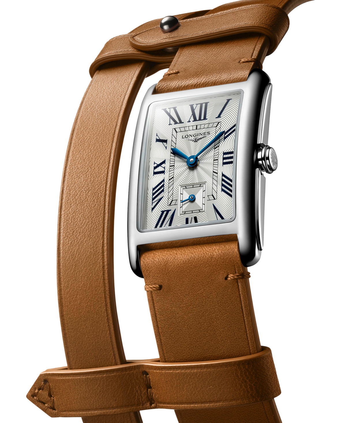 Shop Longines Women's Swiss Dolcevita Brown Leather Double Strap Watch 23x37mm