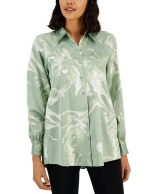 Alfani - Women's Printed Pleated Shirt, Created for Macy's