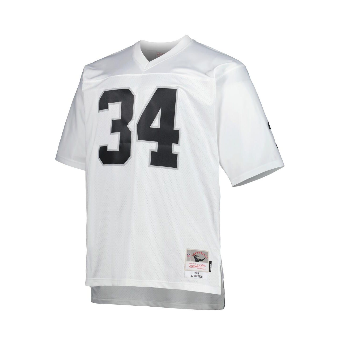 Мужской топ Mitchell & Ness Bo Jackson White Las Vegas Raiders Big and Tall 1988 Retired Player Replica Jersey — фото 3