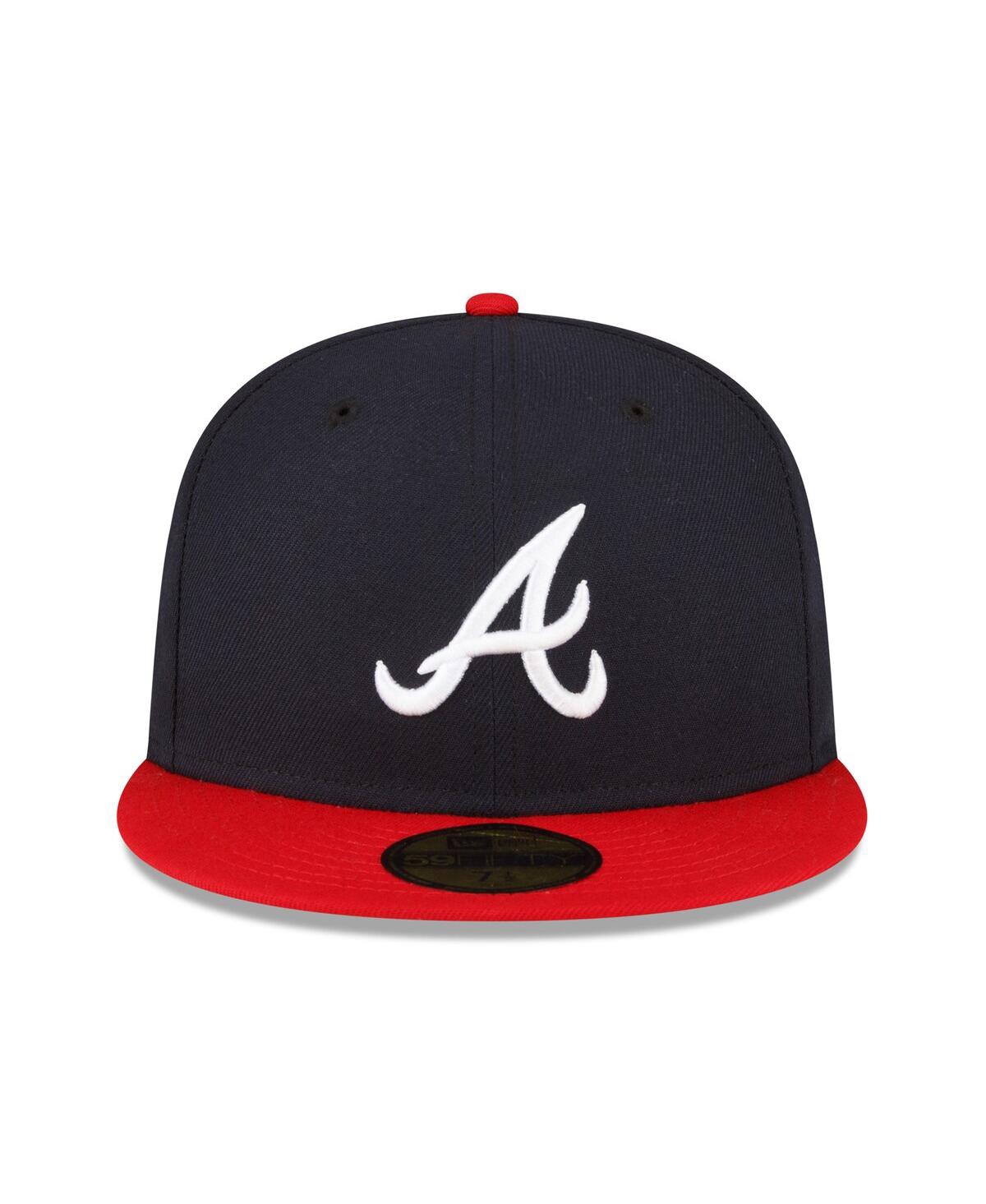 Shop New Era Men's  Navy, Red Atlanta Braves Authentic Collection Replica 59fifty Fitted Hat In Navy,red