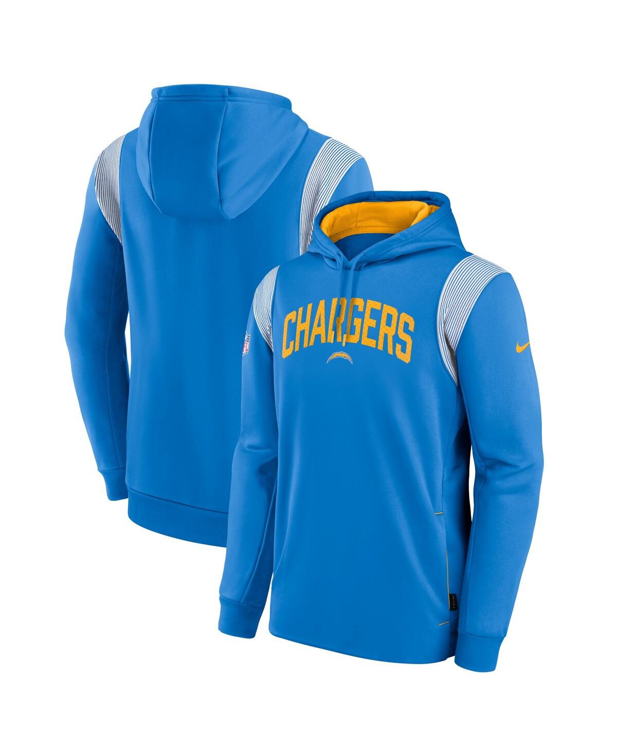 Men's NikeLos Angeles Chargers Sideline Athletic Stack Performance Pullover Hoodie - Powder Blue