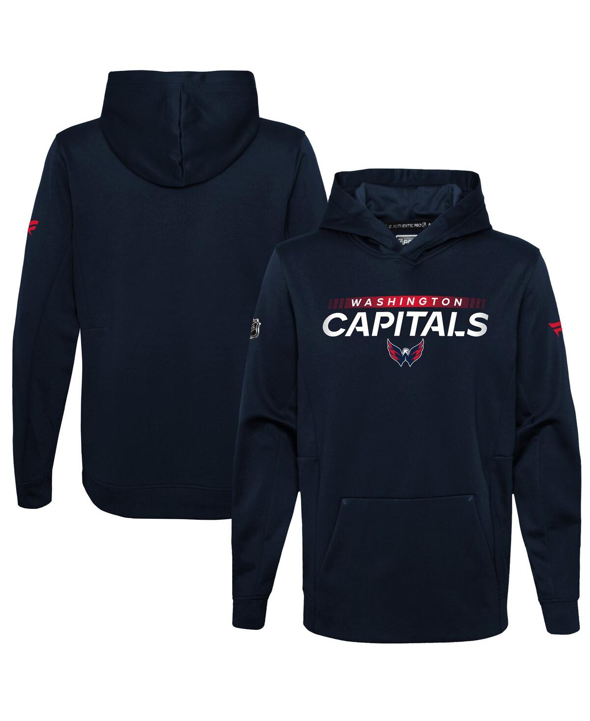 Fanatics Kids' Big Boys And Girls  Branded Navy Washington Capitals Authentic Pro Pullover Hoodie