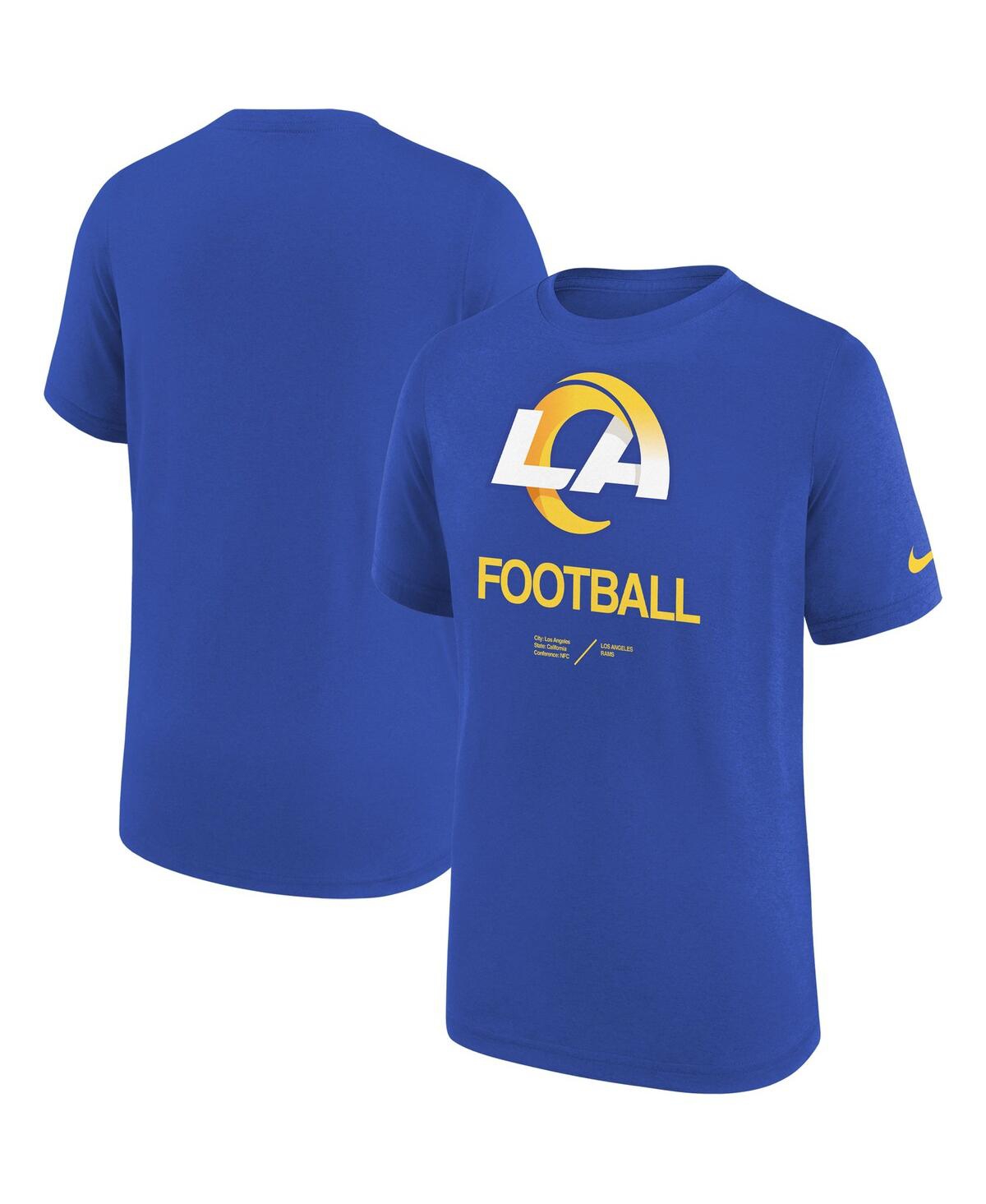 Shop Nike Big Boys  Royal Los Angeles Rams Sideline Legend Performance T-shirt