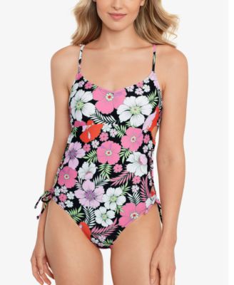 one piece swimsuit with lace up sides