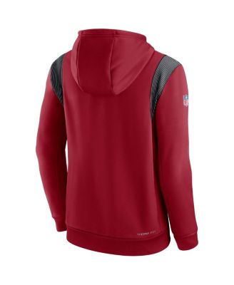 Men's Cardinal Arizona Cardinals Sideline Athletic Stack Performance Pullover Hoodie