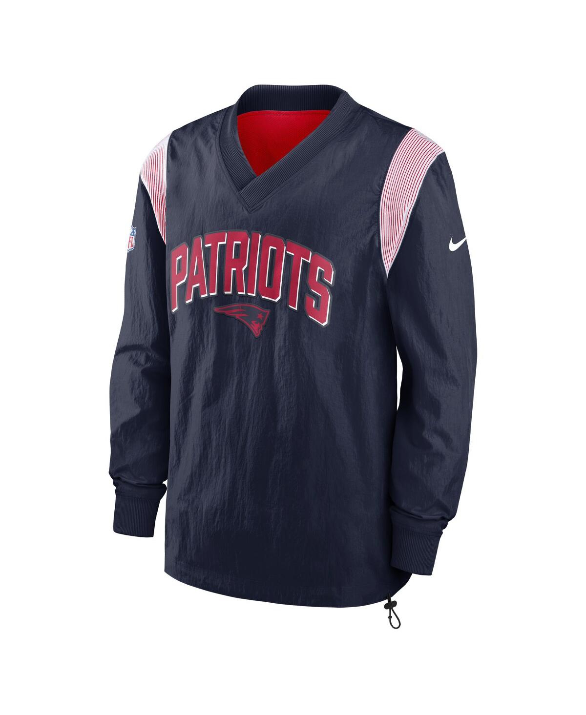 Men's NikeNew England Patriots Sideline Athletic Stack V-neck Pullover Windshirt Jacket - Navy