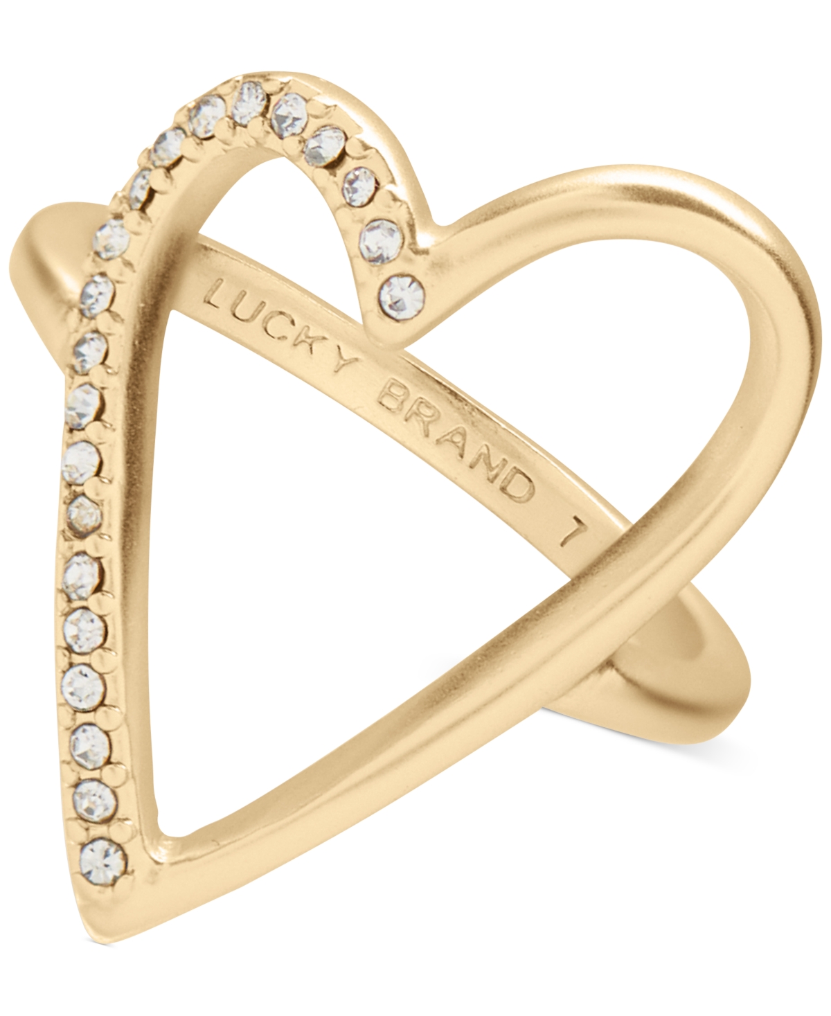 Lucky Brand Pave Cubic Zirconia Open Heart Statement Ring Gold Smart Closet