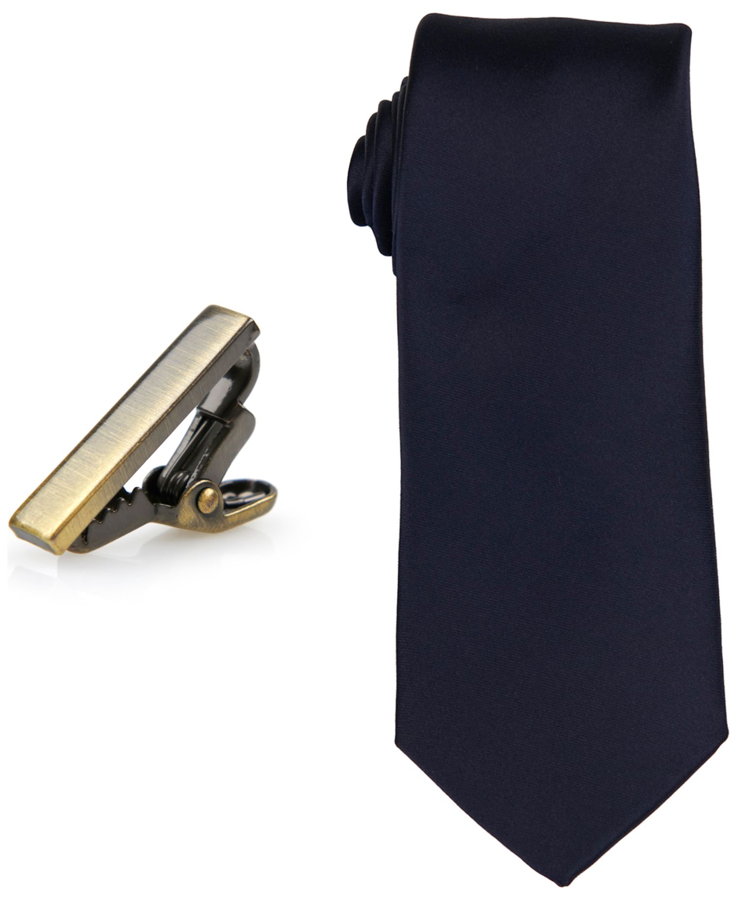 Men's Solid Tie & 1" Tie Bar Set