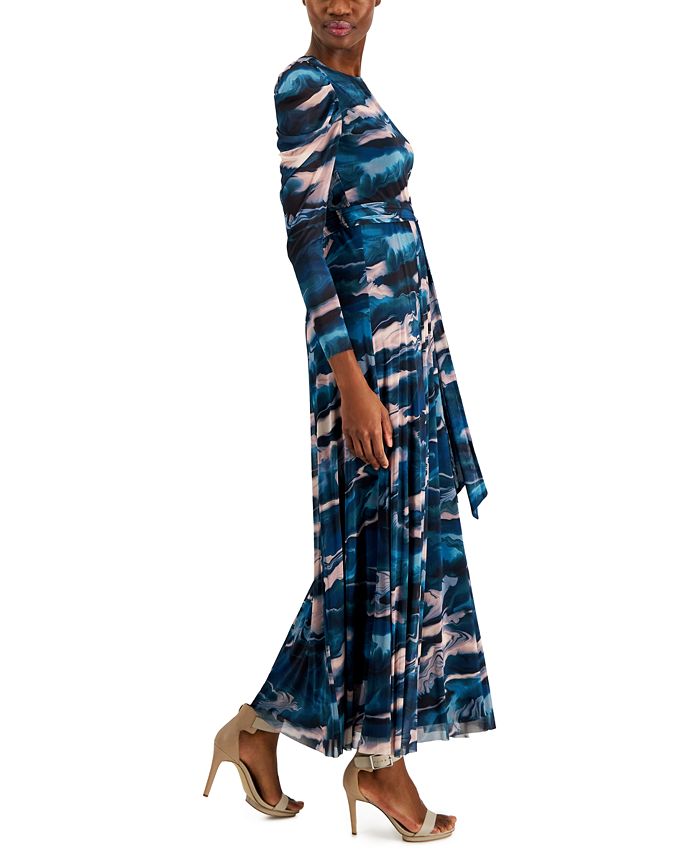 Anne Klein Women's Printed Puff-Sleeve Maxi Dress - Macy's