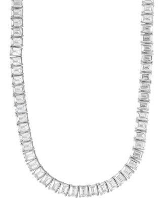 Arabella - Cubic Zirconia Baguette 18" Collar Necklace in Sterling Silver