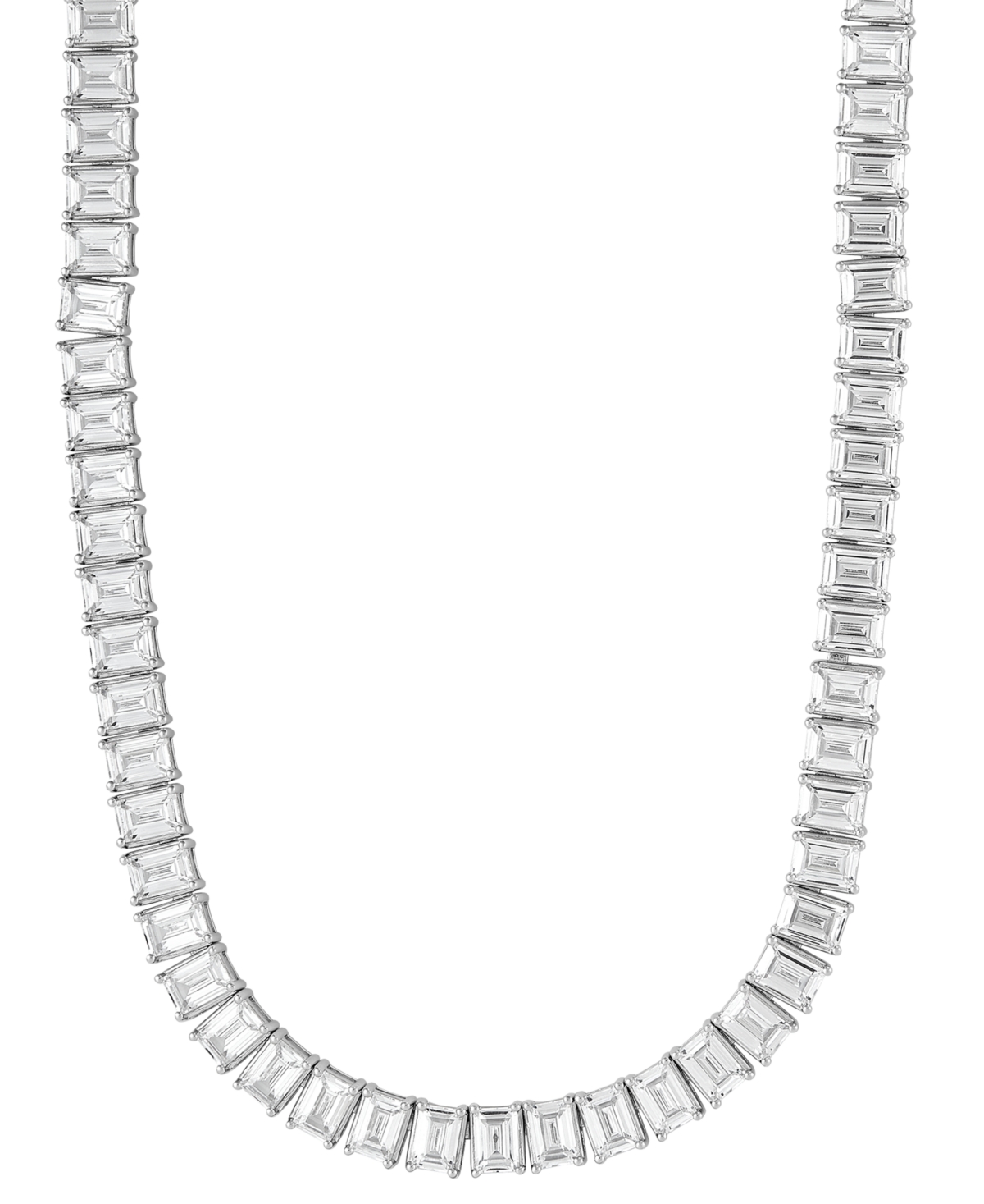 Macy's Cubic Zirconia Baguette 18" Collar Necklace In Sterling Silver