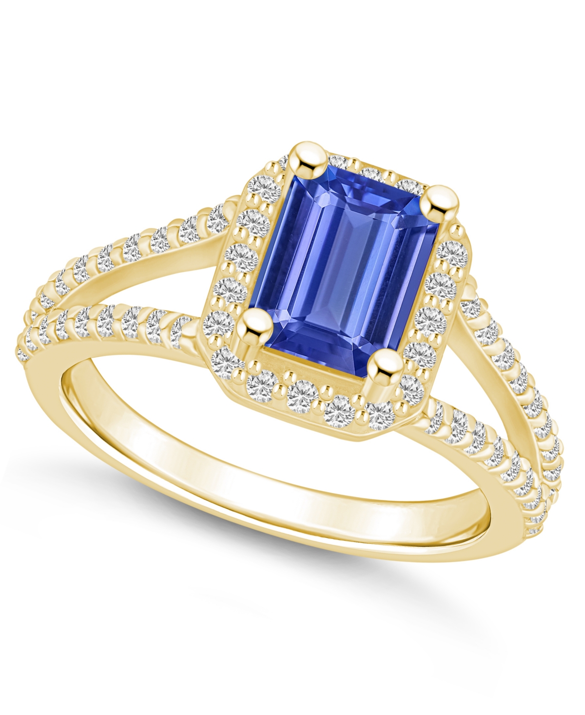 Macy's Tanzanite (1-5/8 Ct. T.w.) And Diamond (1/2 Ct. T.w.) Halo Ring In Gold