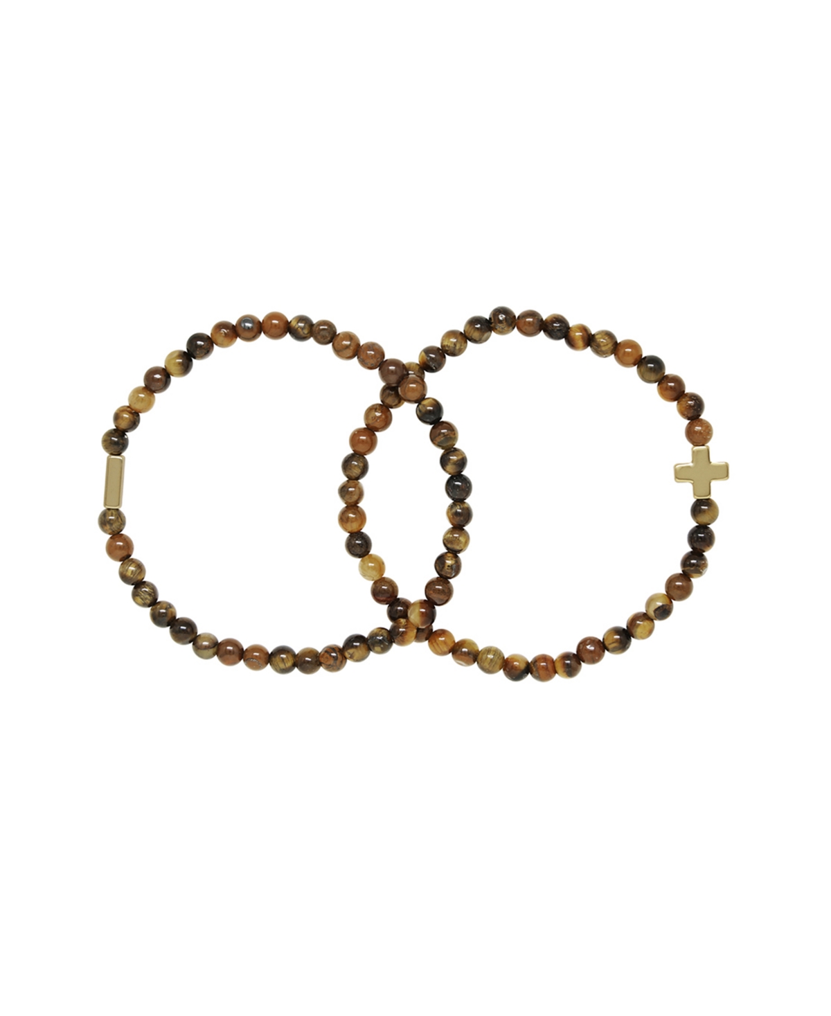 Charged Stone Beaded 2 Pieces Bracelet Set In Tiger's Eye