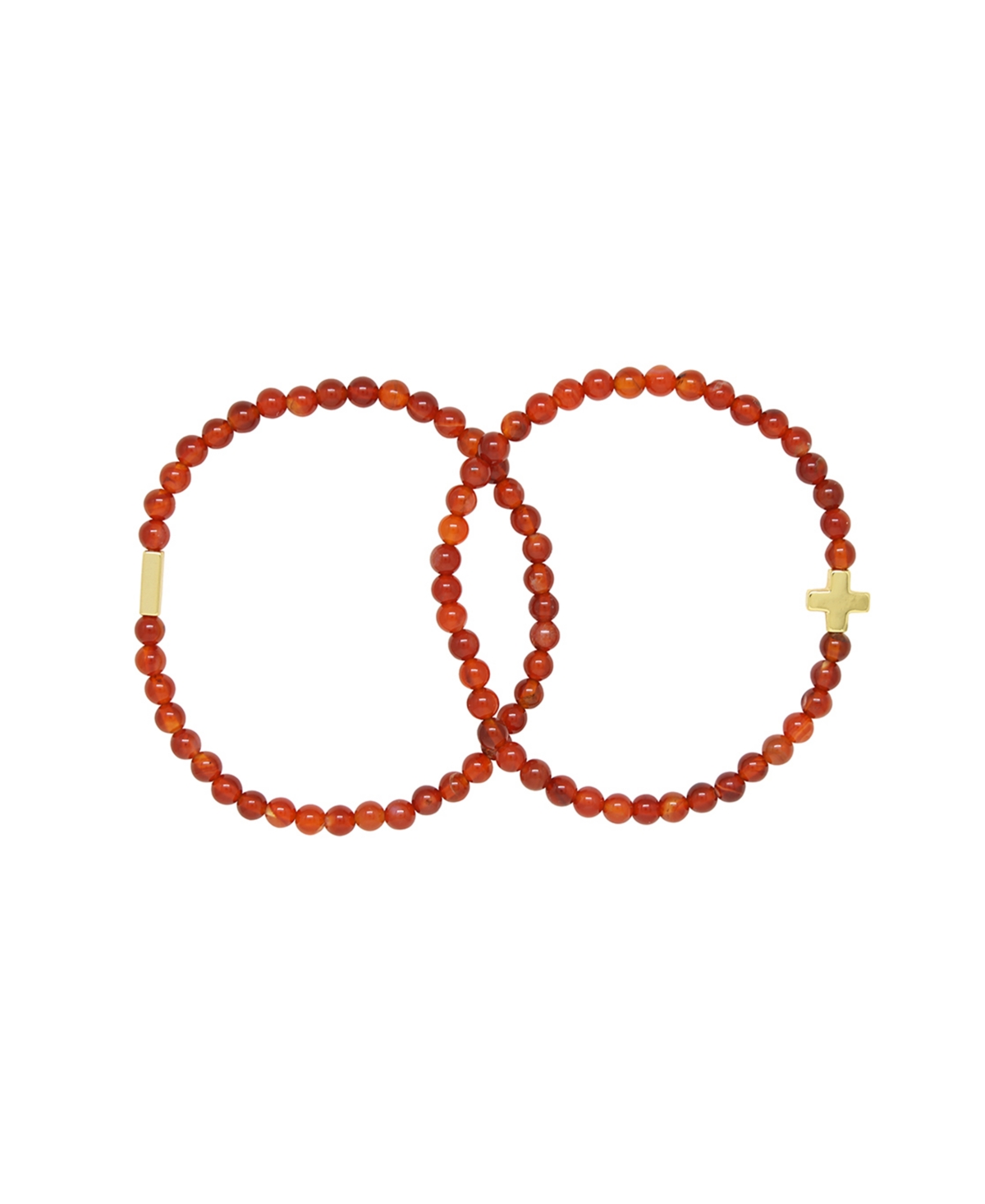 Stone Beaded 2 Pieces Bracelet Set - Rose Quartz