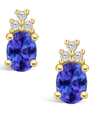 Tanzanite (2-1/2 Ct. t.w.) and Diamond (1/5 Ct. t.w.) Stud Earrings
