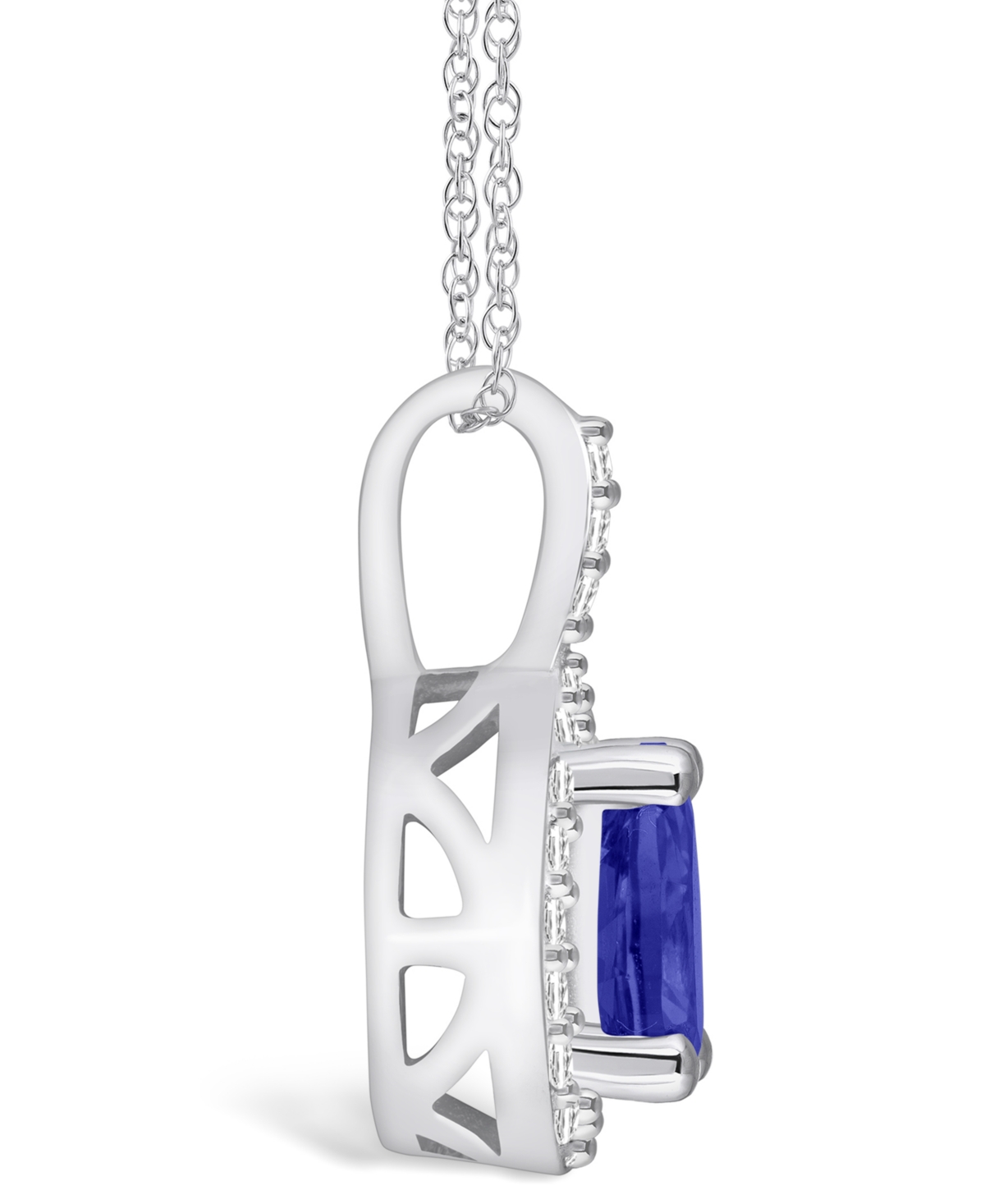 Macy's Tanzanite (7/8 Ct. t.w.) and Diamond (1/5 Ct. t.w.) Halo Pendant Necklace