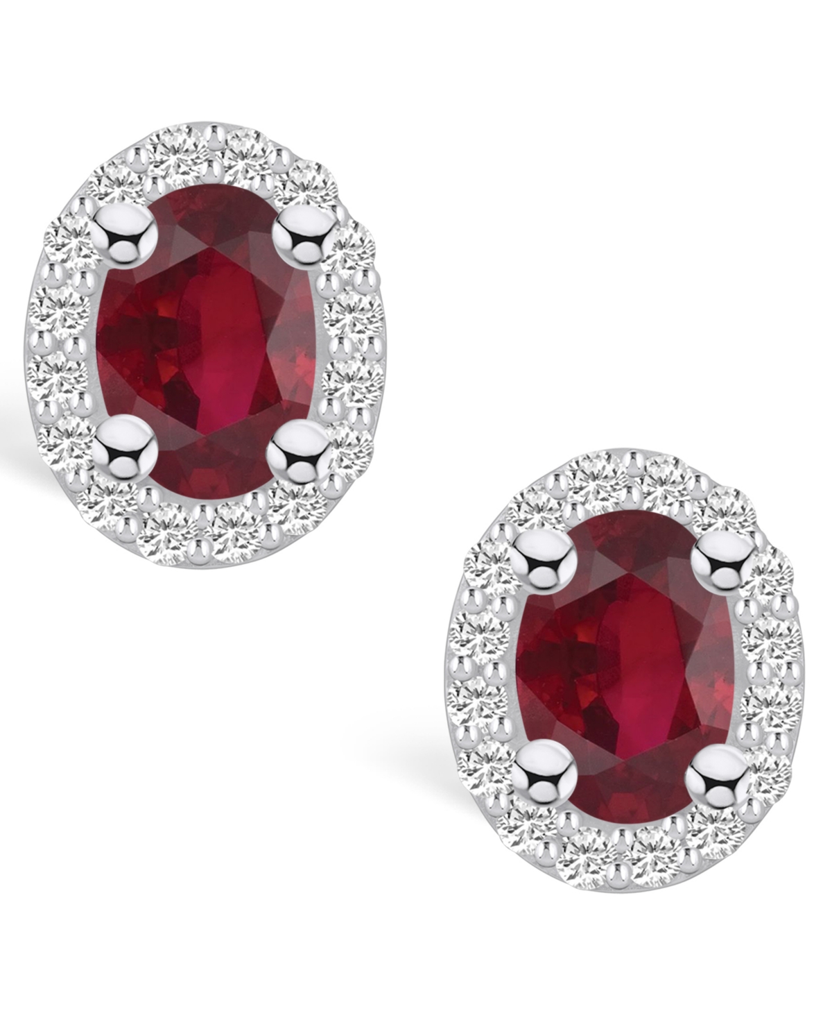 Macy's Ruby (1-1/5 Ct. t.w.) and Diamond (1/4 Ct. t.w.) Halo Stud Earrings