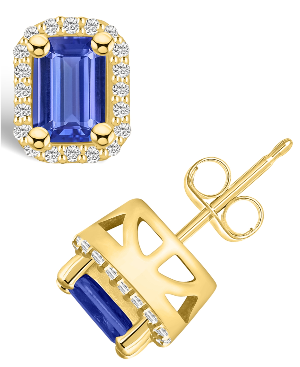 Macy's Tanzanite (1-1/10 Ct. T.w.) And Diamond (1/5 Ct. T.w.) Halo Stud Earrings In Gold