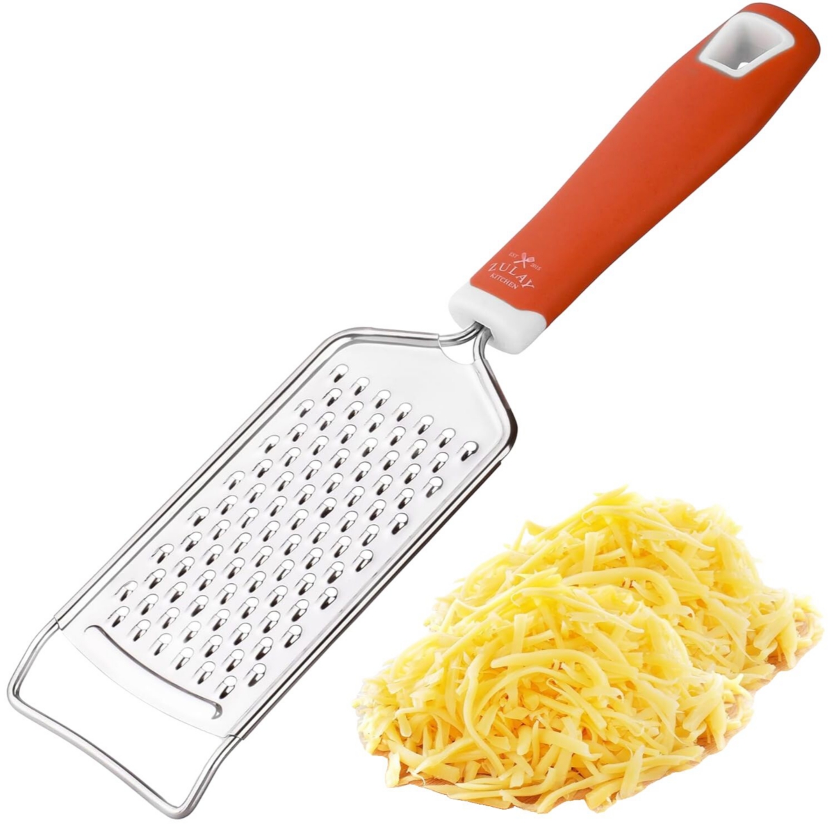 Zulay Kitchen Cheese Grater Stainless Steel - Durable Rust-Proof Metal Lemon Zester Grater With Handle