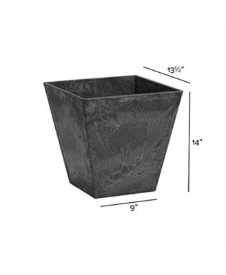 (#35148) Plastic Resin Square Ella Planter/Flower Pot, Black 14"