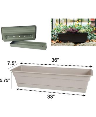 DCBT24-908 Dura Cotta Window Box Planter w/ Tray 24, Charcoal Gray
