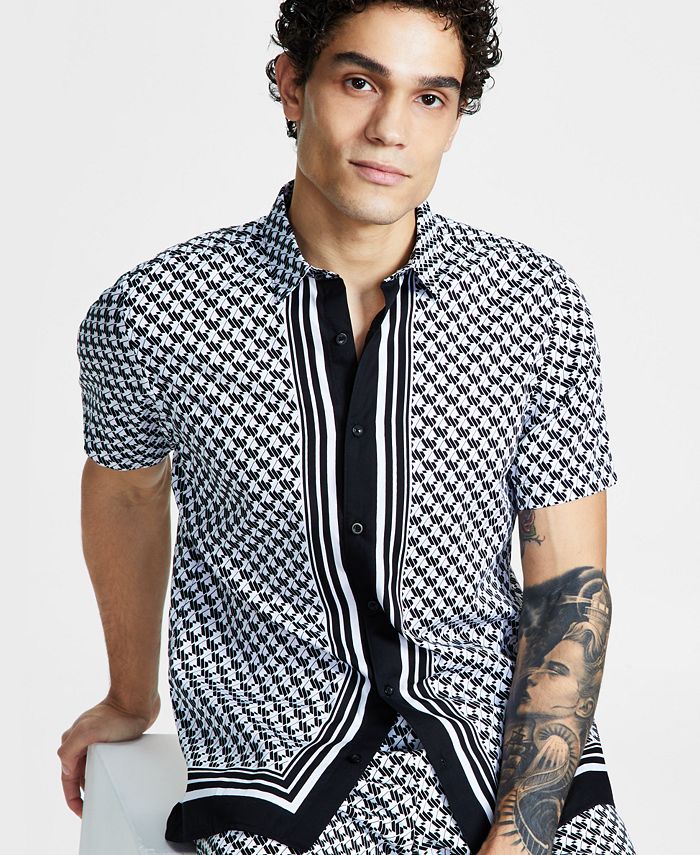 Dringender Sonderverkauf I.N.C. International Concepts for Classic-Fit Geometric-Print - Macy\'s Macy\'s Men\'s Shirt, Created