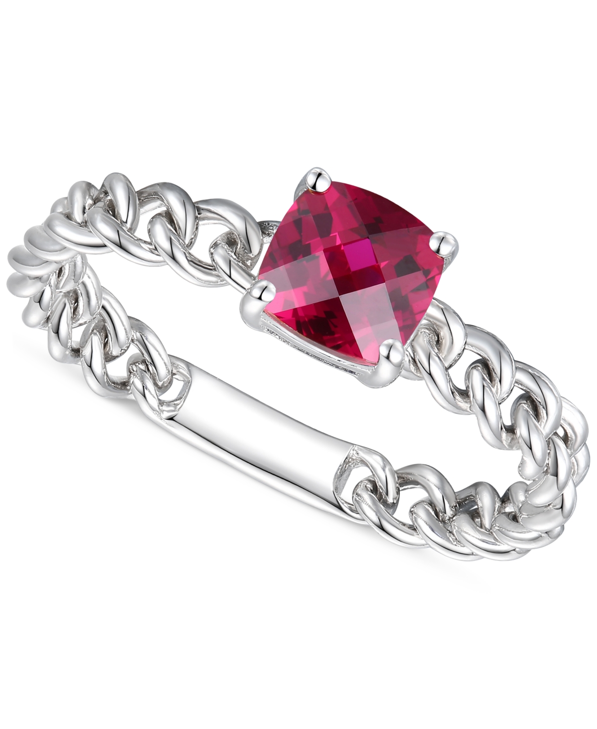 Macy's Amethyst Solitaire Chain Link Ring (7/8 Ct. T.w.) In 14k Rose Gold-plated Sterling Silver (also In B In Ruby