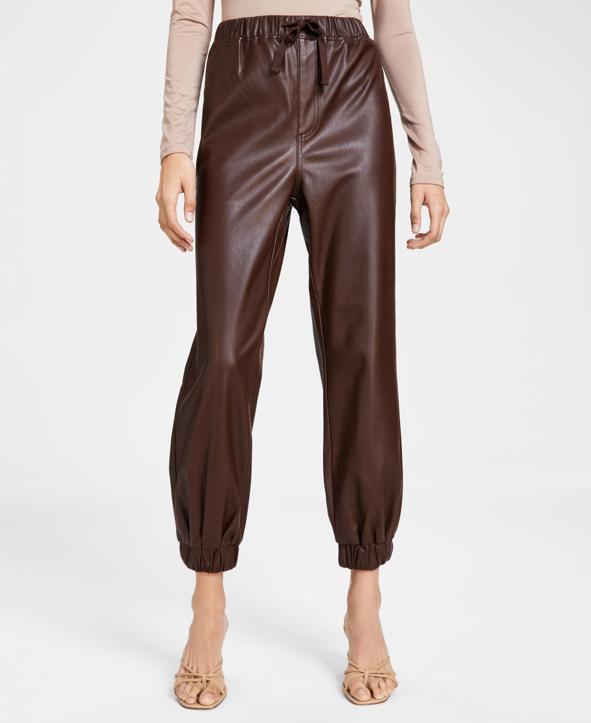 TINSELTOWN JUNIORS' FAUX-LEATHER JOGGER PANTS, CREATED FOR MACY'S