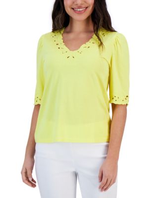 Charter Club Petite Crochet-Trim Cotton Top, Created for Macy's ...