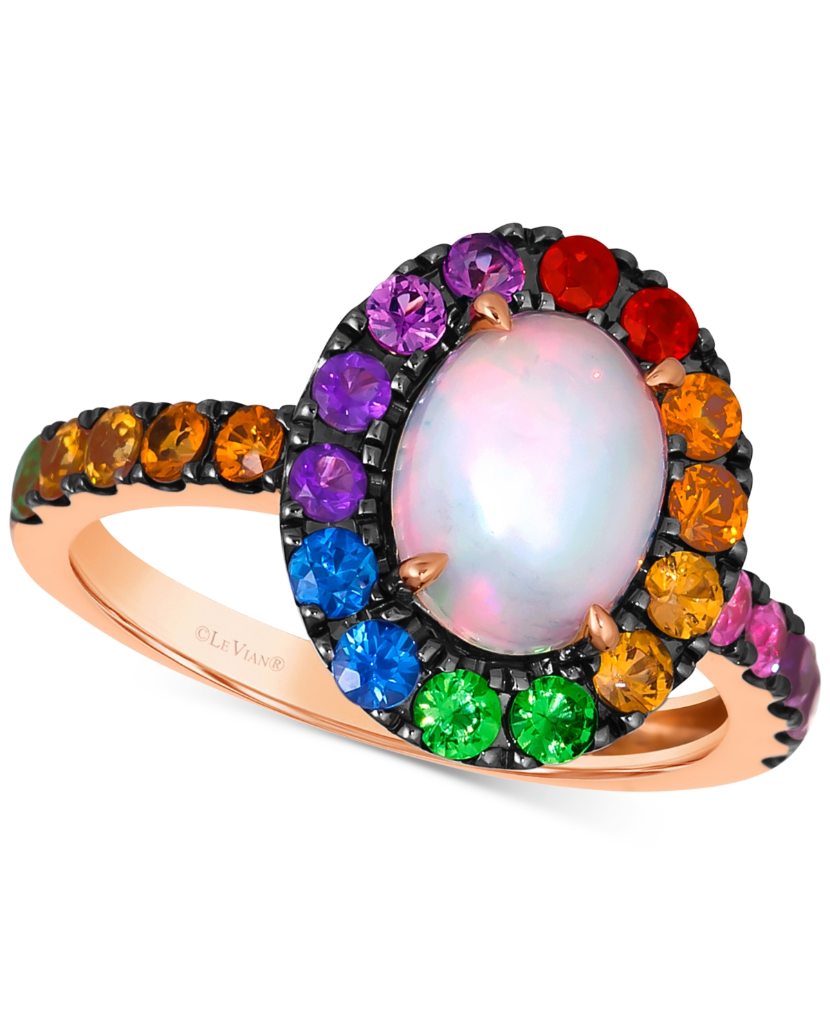 Le Vian Multi-gemstone Halo Ring (2 Ct. T.w.) In 14k Rose Gold