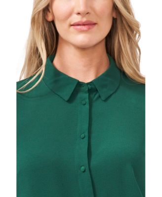 Women's Button-Front Ruffled 3/4-Sleeve  Blouse