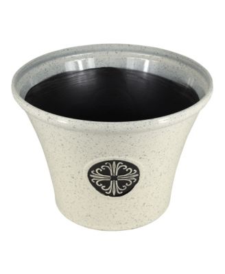 Logo Large Plastic Modern Planter Beige 14.75 Inches