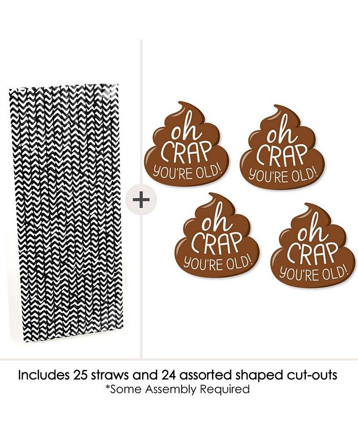 Big Dot of Happiness Oh Crap, You're Old - Paper Straw Decor - Poop ...
