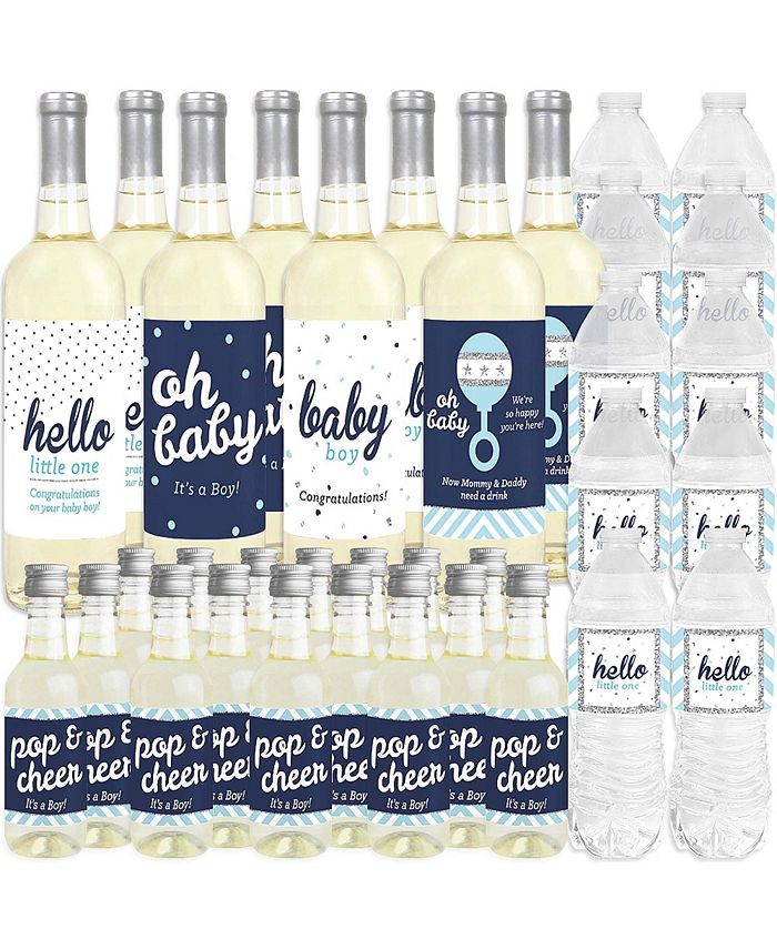 Hello Little One Candy Bar Wrappers - Blue & Silver Boy Baby Shower Favors, Set Of 24, Fits Hershey's 1.55 Oz Bars - View #3