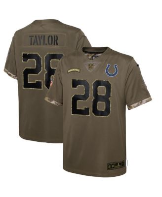 Nike Indianapolis Colts No28 Jonathan Taylor Olive/Camo Men's Stitched NFL Limited 2017 Salute To Service Jersey