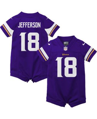 Newborn and Infant Boys and Girls Justin Jefferson Purple Minnesota Vikings Game Romper Jersey