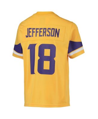 Nike Minnesota Vikings No18 Justin Jefferson Gold Youth Stitched NFL Limited Inverted Legend Jersey