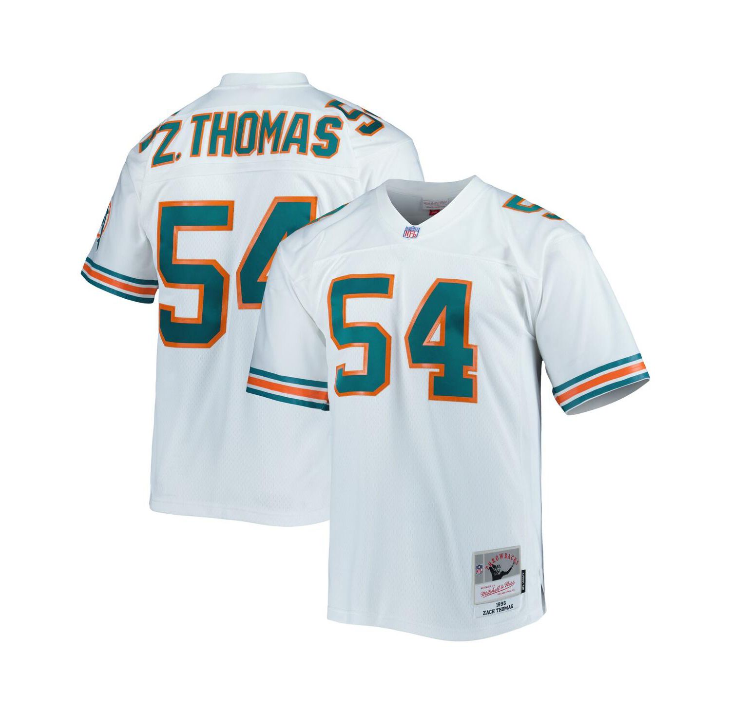 Men's Zach Thomas White Miami Dolphins 1996 Legacy Replica Jersey