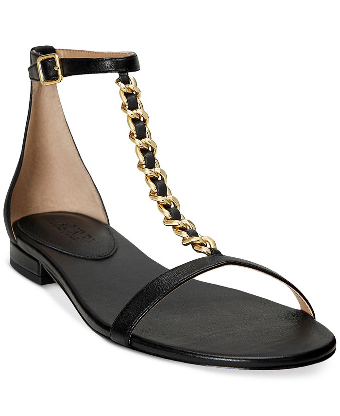 Lauren Ralph Lauren Women's Elise T-Strap Flat Sandals & Reviews - Sandals  - Shoes - Macy's