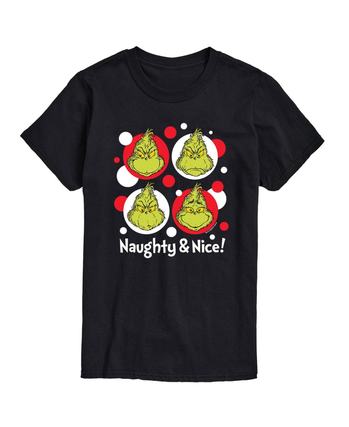 Airwaves Men's Dr. Seuss The Grinch Naughty Nice Graphic T-shirt In Black